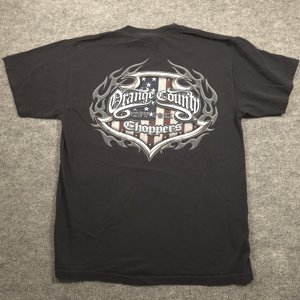 VTG Orange County Choppers‎ T-Shirt M Old School New Rules American Flag Y2K